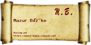 Mazur Béke névjegykártya